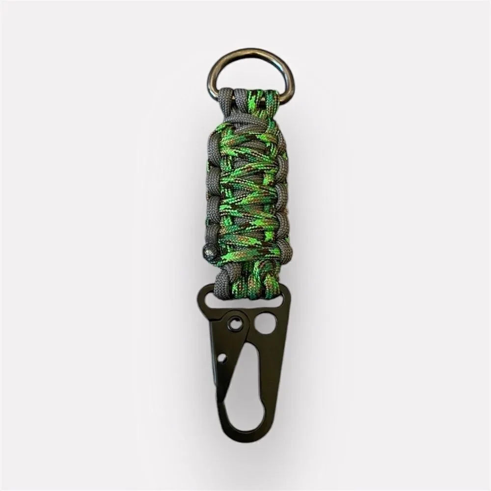 Paracord Keychain Handmade USA Unisex Sporty Green Grey NEW King Cobra